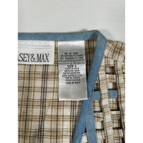 VTG Casey And Max African Safari Plaid Lattice Animal Motif Vest Womens SZ Large - Picture 7 of 14